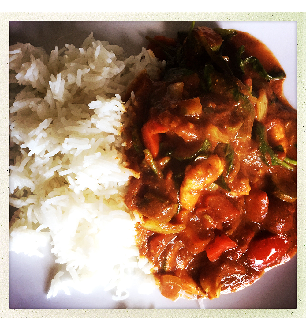 prawn jalfrezi plated
